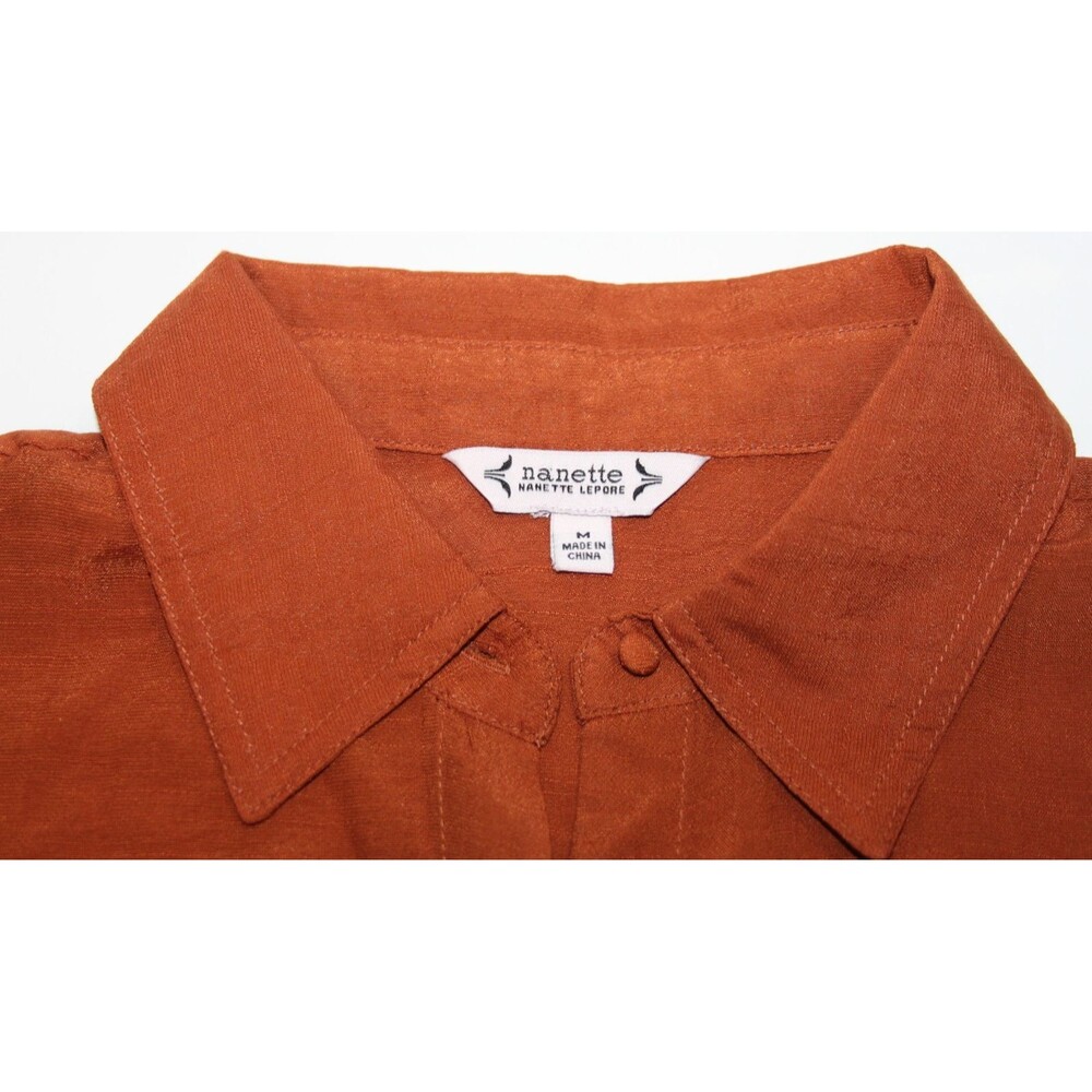 Nanette Lepore Gingerbread Tunic Blouse M Rayon Blend Long Sleeve Womens Top NWT - Picture 4 of 10